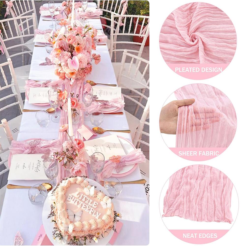Lilac Purple Cheesecloth Table Runner Boho Rustic Gauze Lavender Table Runner Wedding Party Baby Shower Birthday Home Decoration