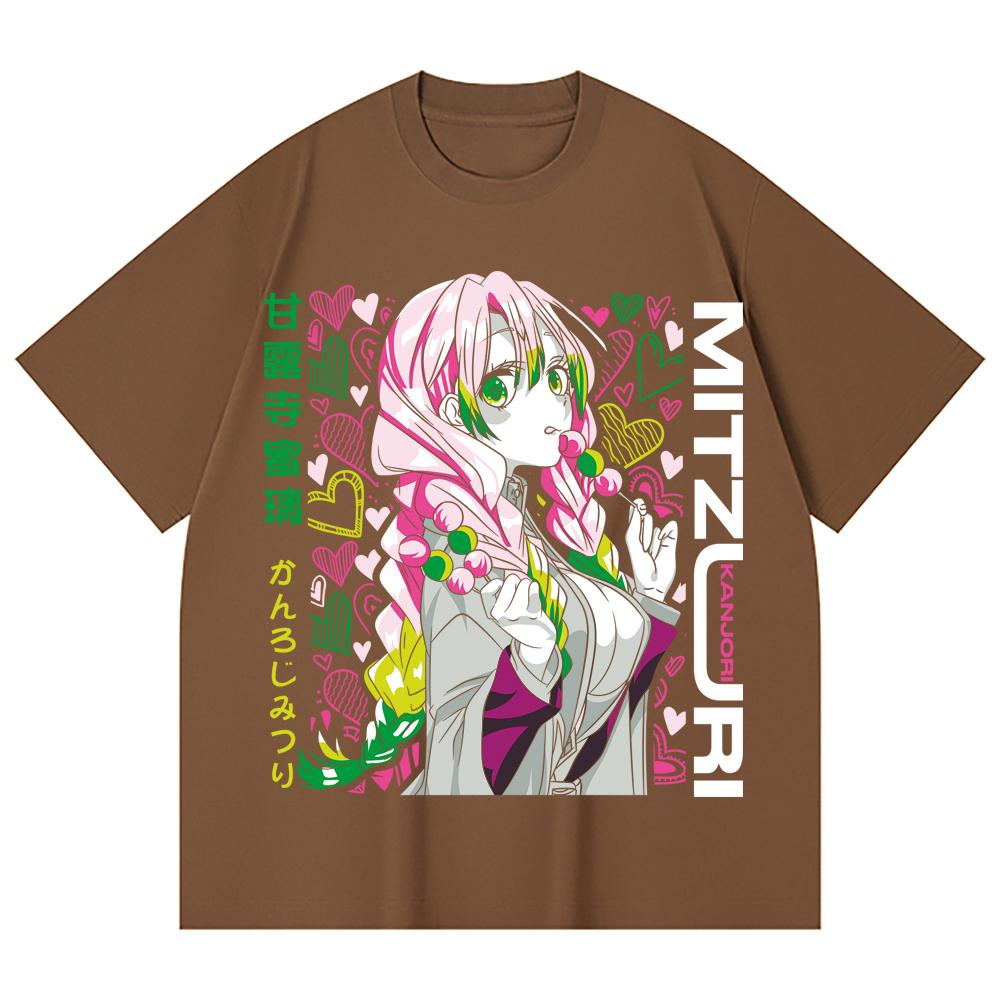 230 g/m² 100% Baumwolle Demon Slayer V102 Mitsuri Druck Unisex Schweres Baumwoll-T-Shirt