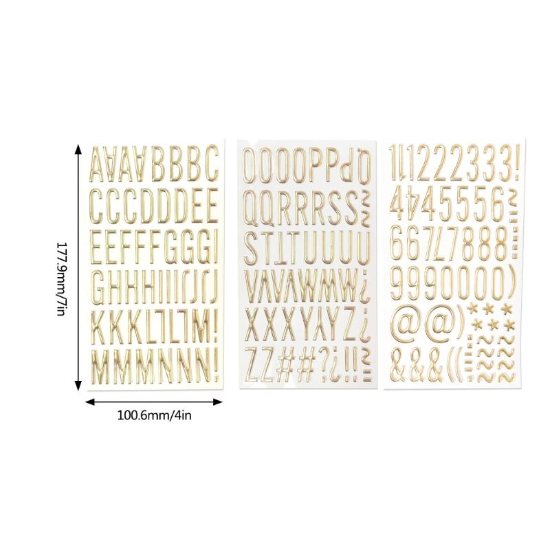 3D Metallic Color Letter Number Sticker PVC Letter Sticker Scrapbooking Sticker for Card Making Photo Album Wrapping