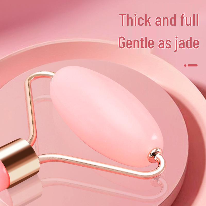 Rose Quartz Heart-Shaped Facial Massage Set with Dual-Head Roller & Board
