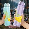 1PC Pineapple Banana Tropical Fruit Print 750ml Color Plastic Sports Water Bottle Leakproof Flip Straw Lid Suitable for Sports Office Home Use