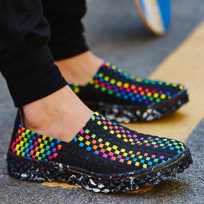 Summer Men Braid Beach Lazy Shoes Women Casual Weave Soft Slip On Outdoor Flat Tennis Sneakers Couple Unisex
