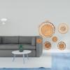 Miniature Dollhouse Round Table And Rattan Woven Wall Art Unique Furniture Decor for Pretend Life