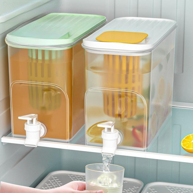 Refrigerator Water Pitcher with Faucet, Fruit Tea Ice Water Pitcher, Large Capacity Household Beverage Container.