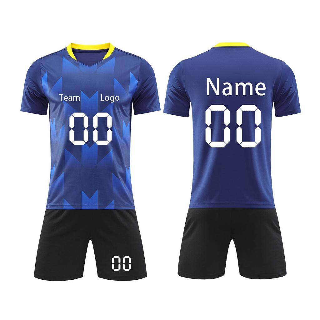 Men's Athletic Soccer Uniform Set, Short Sleeve Jersey and Shorts, Quick Dry Sportswear for Training and Matches