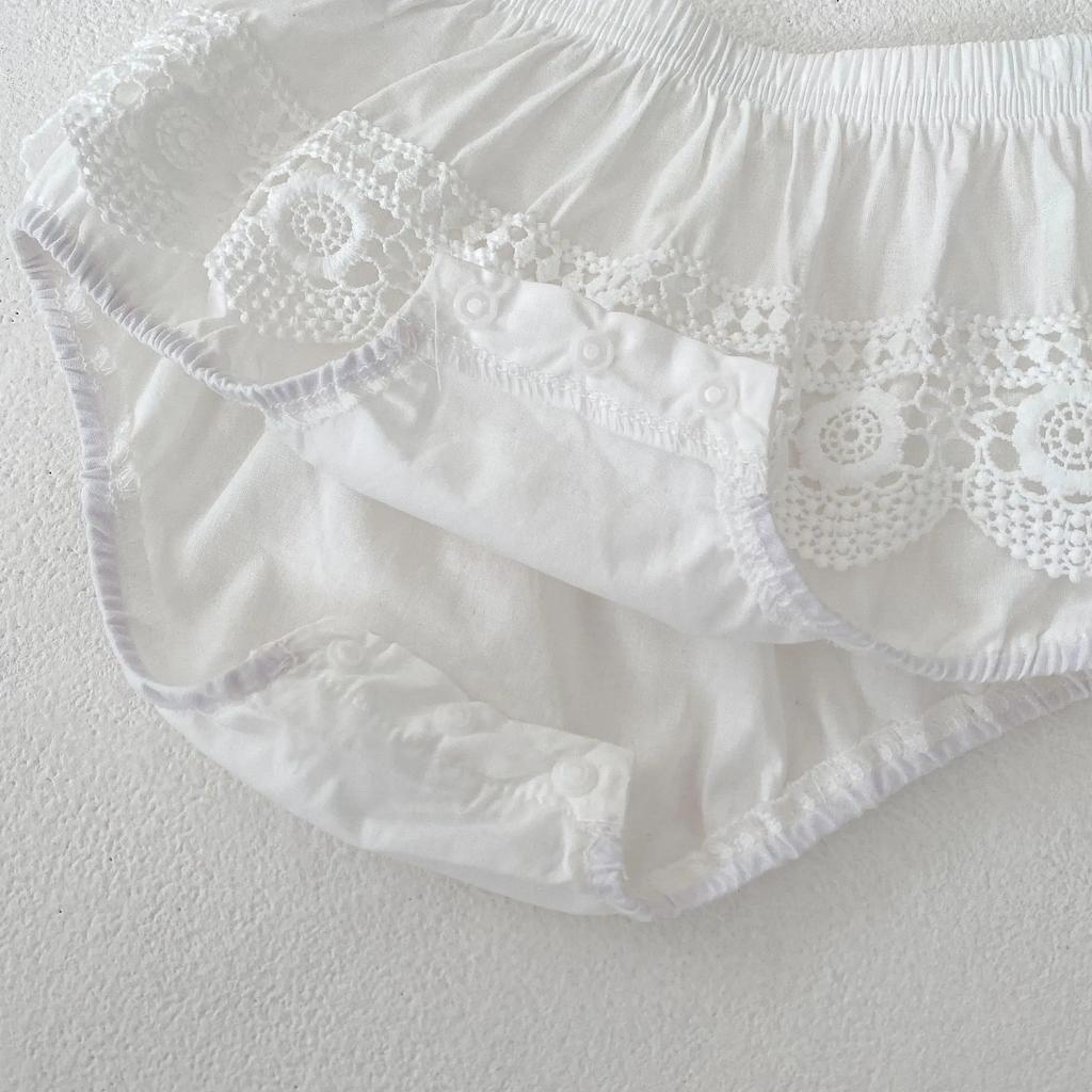 Sommer Neue Modische Vielseitige Set Kleidung für Säuglinge und Mädchen, Rundhals Ärmellos Spitze Gespleißtes Ärmelloses Top+Klar Col