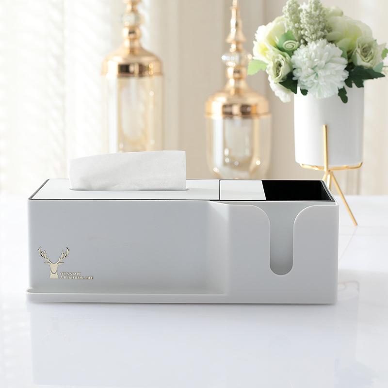 

Light Luxury Style Tissue Box Cover Plastic Tissue Box Facial Tissue Holder Case for Home Bedroom Office White
