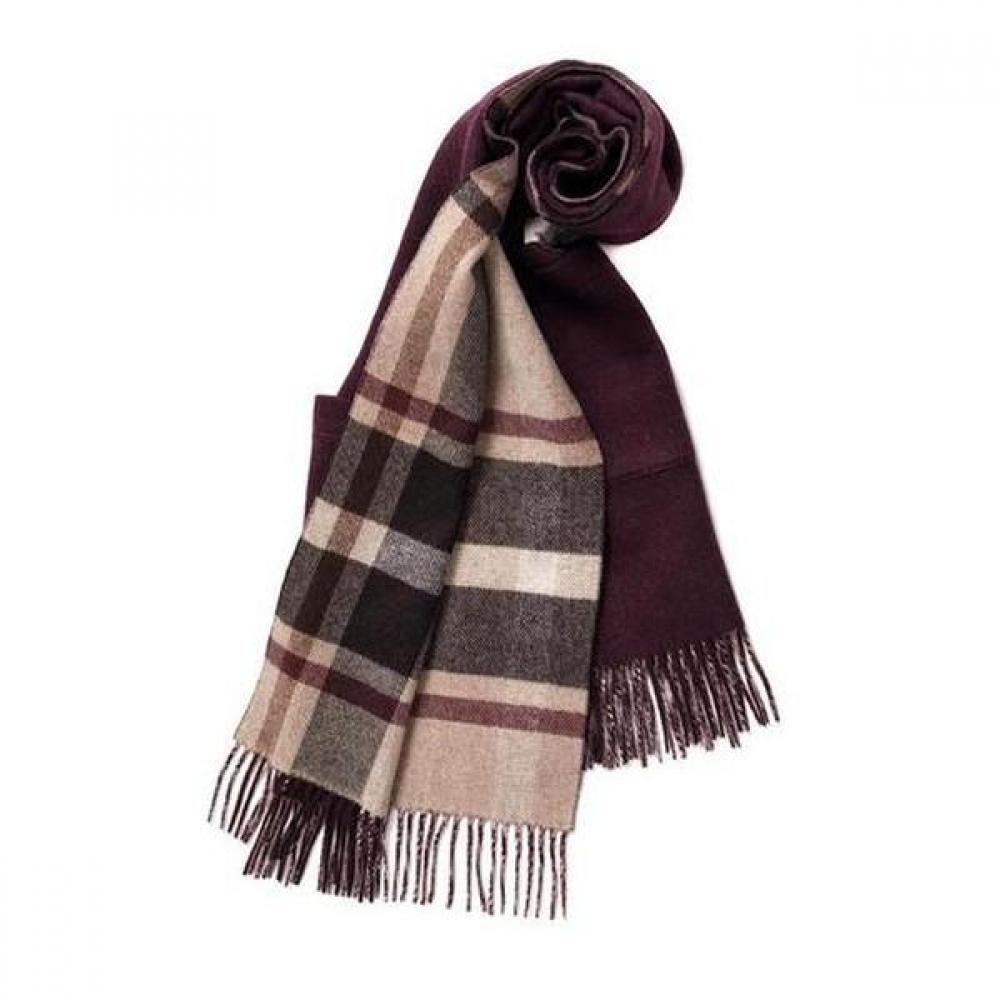 Daks Women Cashmere Check Shawl Scarf Burgundy Dbmu1f731