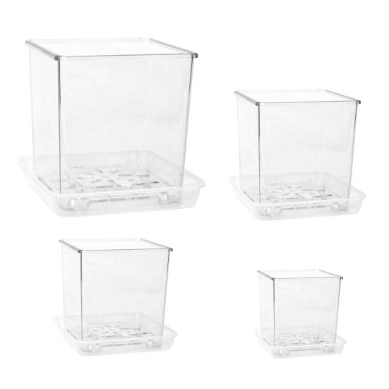 Flowerpot Acrylic Transparent Orchid Planter Breathable Hydrophobic Bottom Drainage Plant Pot Tuber Growth Planter