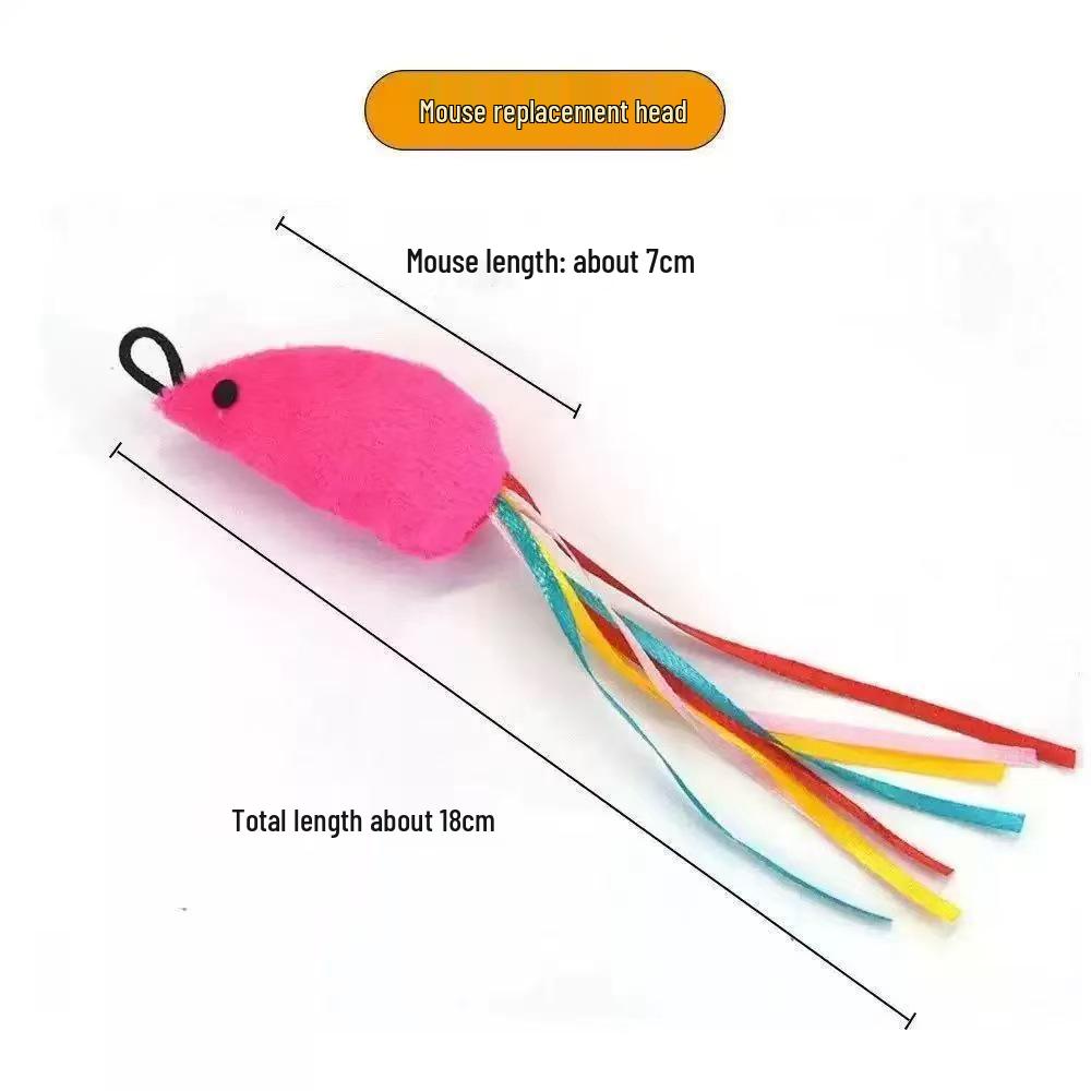 Long Rod Steel Wire Cat Teaser with Feather & Bell - Interactive Bite-Resistant Replacement Cat Toy