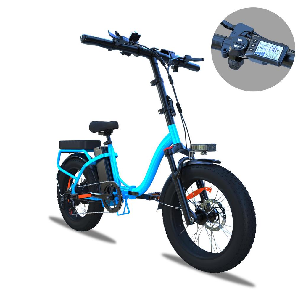 BLUVALL Z01 Foldable Electric Bike, 36V 13Ah Removable Battery, Shimano 7-Speed