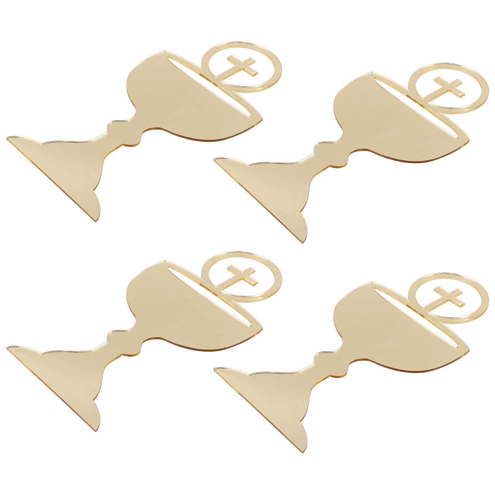 

4 шт. Топперы для торта Декоративные вставки Для дня рождения Крещения Украшение для капкейков Крест Акриловые топперы Для детского душа Десертные шпажки золотистый