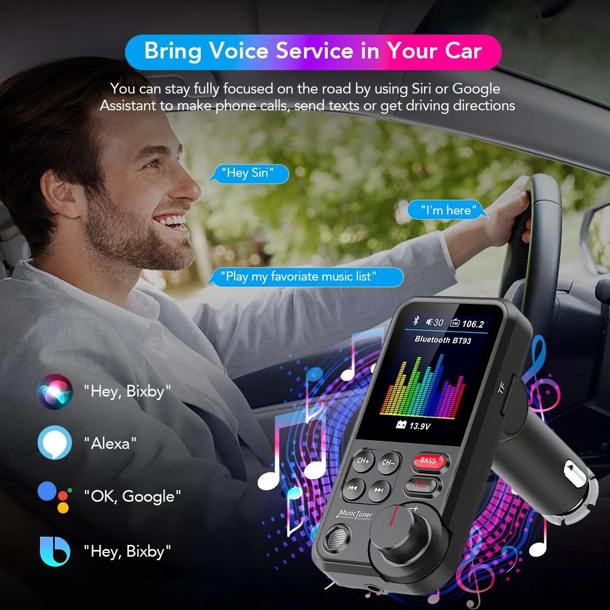

1,8-дюймовый беспроводной автомобильный Bluetooth FM-передатчик Aux поддерживает зарядку QC3.0 с высокими и низкими частотами, музыкальный плеер
