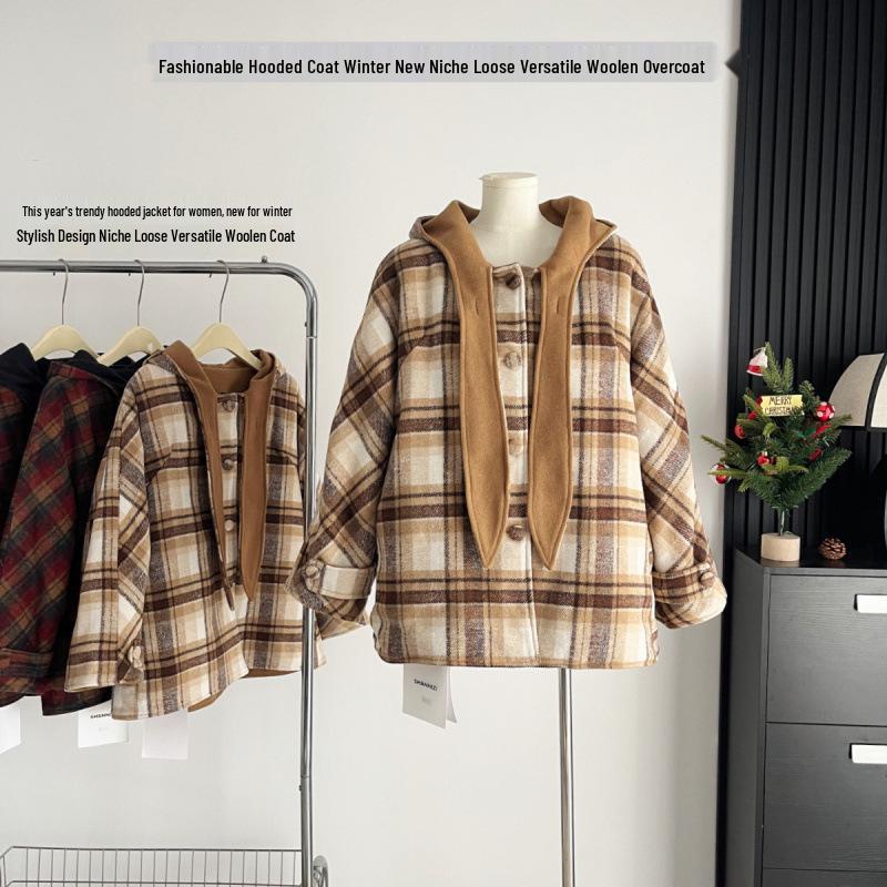 

Xin Xing Winter Coco Double-Sided Rabbit Ear Hooded Wool Cape - Women s Sweet Overcoat M (95-112 lbs)