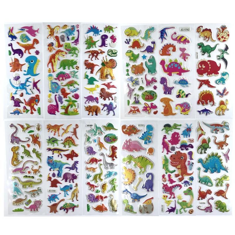 12 Sheetsset Cute Animal Mini 3D Sticker For Kids Boys Girls Diy Toy Scrapbooking Puffy Pvc Stickers Children'S Gift