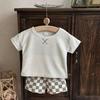 Infant & Toddler Plaid Waffle Short-Sleeve Two-Piece Set