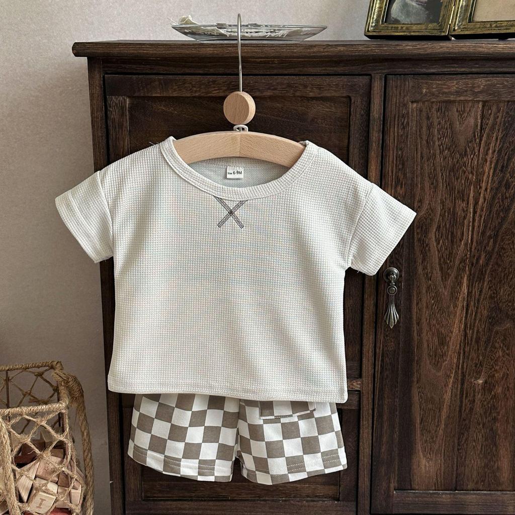 Infant & Toddler Plaid Waffle Short-Sleeve Two-Piece Set