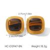French Retro Tiger Eye Stone Stud Earrings, 18K Gold Turquoise Earrings, Non-fading Titanium Steel Ear Jewelry, Versatile