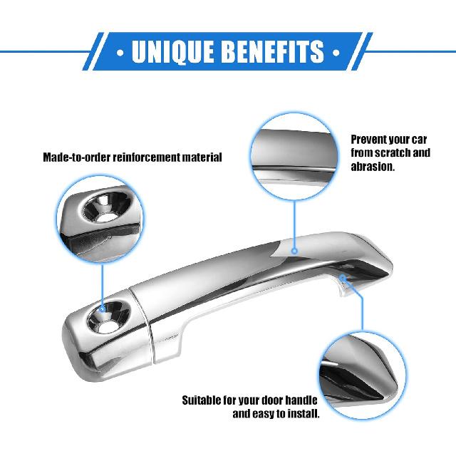 Car Door Handle Cover Kit Compatible for Toyota Tundra 2007-2018, Durable Plastic Silver Tone