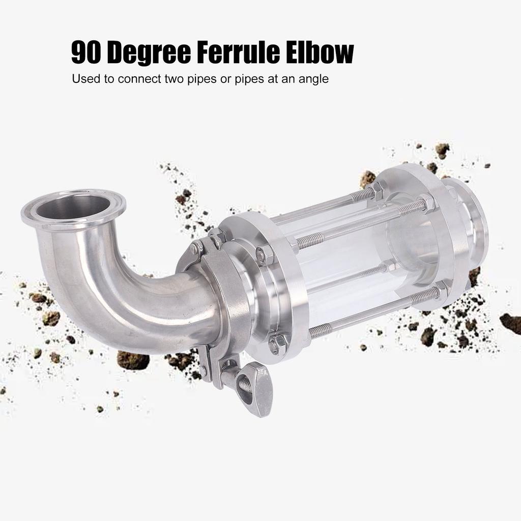 Sanitary Ferrule Elbow 90 Degree Pipe Fitting 304 Stainless Steel High Pressure Resistant Clamp Elbow