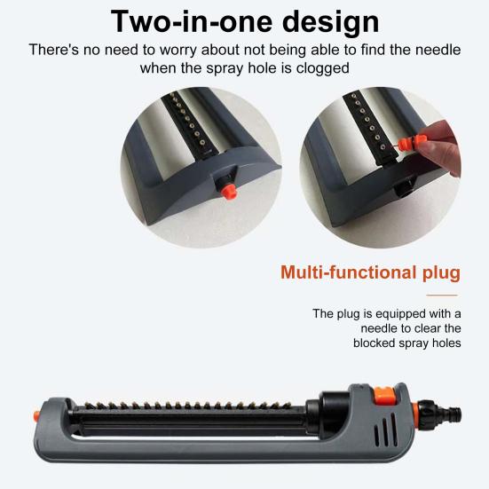 Oscillating Sprinkler 19-Hole Nozzle Lawn Sprinkler Wide Coverage Irrigation Water Sprinkler for Patio Yard Lawn Watering