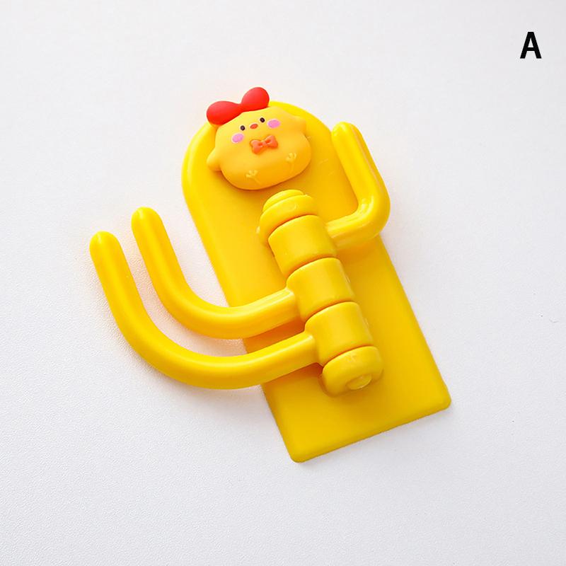 Rotatable Multi-Purpose Cartoon Three-Hook Hook Cute Student Dormitory Punch-Free Traceless Sticky Hook Wall Door Key Hook Tool