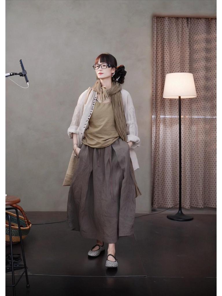 Summer Retro Slimming Linen Lapel Shirt for Women
