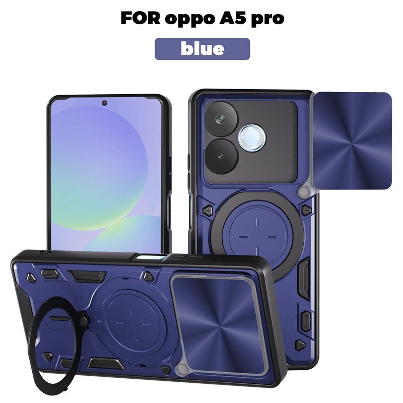 For OPPO A5 Pro 5G Case Slide Lens Protector With Ring Magnetic Holder Back Cover for Oppo Oppo A5Pro 5G Armor Silicone PC Funda