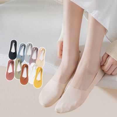 Calzini estivi da donna sottili, tinta unita, con apertura leggera, in silicone antiscivolo, senza cuciture, a tubo corto, tipo barca