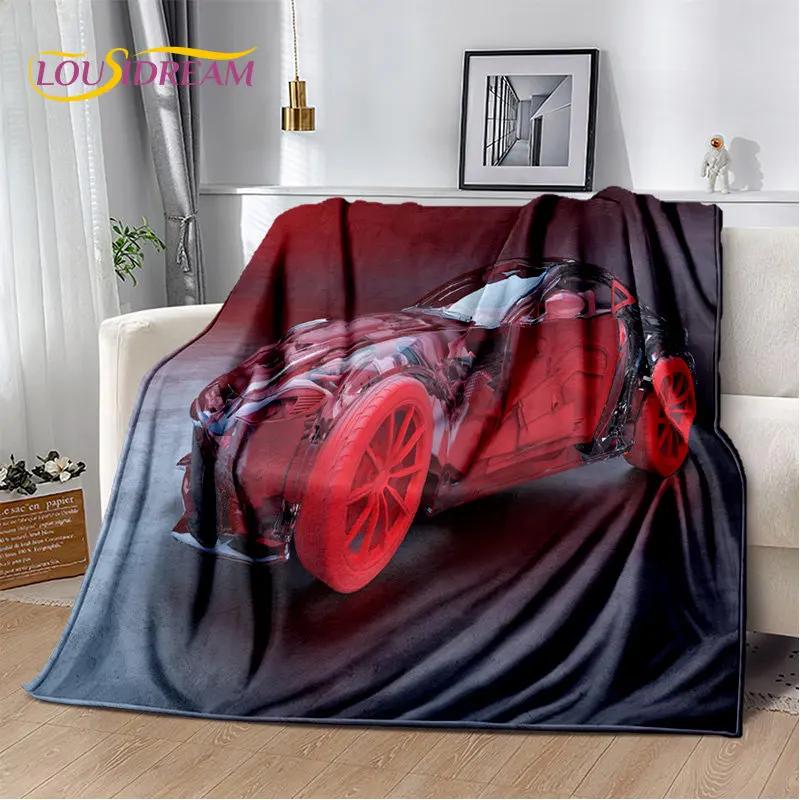 Samochód sportowy Concept Car miękki pluszowy koc, flanelowy koc rzut koc do salonu sypialnia kanapa z funkcją spania narzuta na piknik Bettdecke