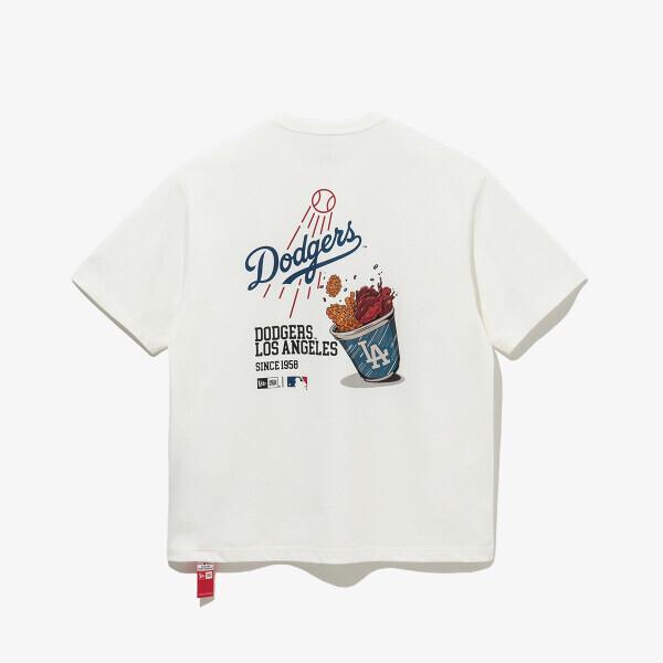 New Era Mlb La Dodgers Koszulka Cheering Food Off White