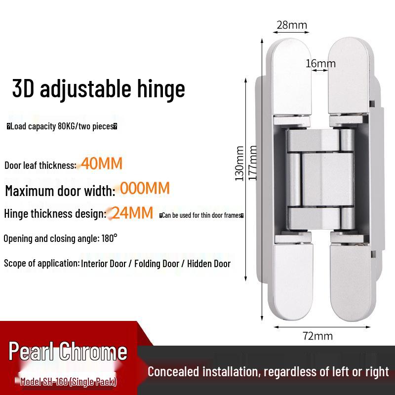 Three-Dimensional Adjustable Concealed Zinc Alloy Hinge for Outward Opening Wooden Doors