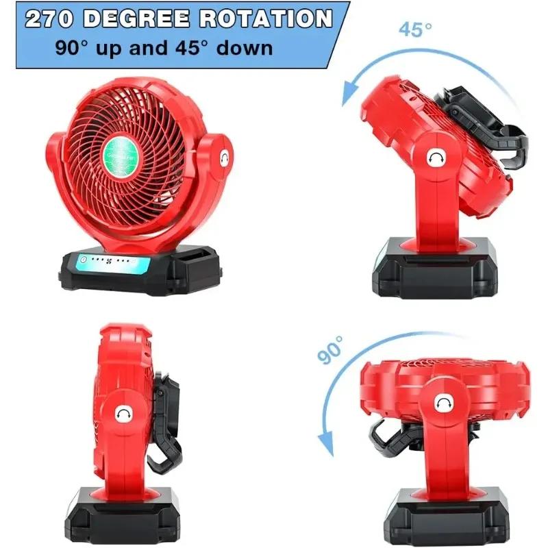 Wireless and Wired Powered Fan For Milwaukee 18V Li-ion Battery Outdoor Fan EU/US/UK Plug Outdoor Portable Fan Three Wind Speeds