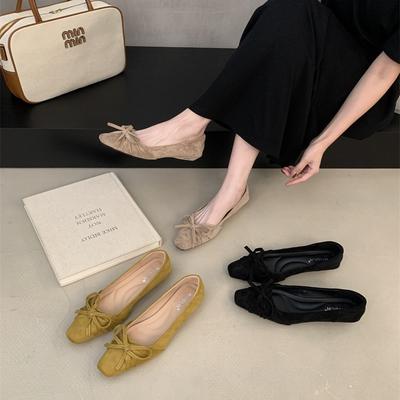 2025 Autumn New Bow Shallow Mouth Single Shoes Versatile Fairy Style Low Heels Fashion Women's Shoes