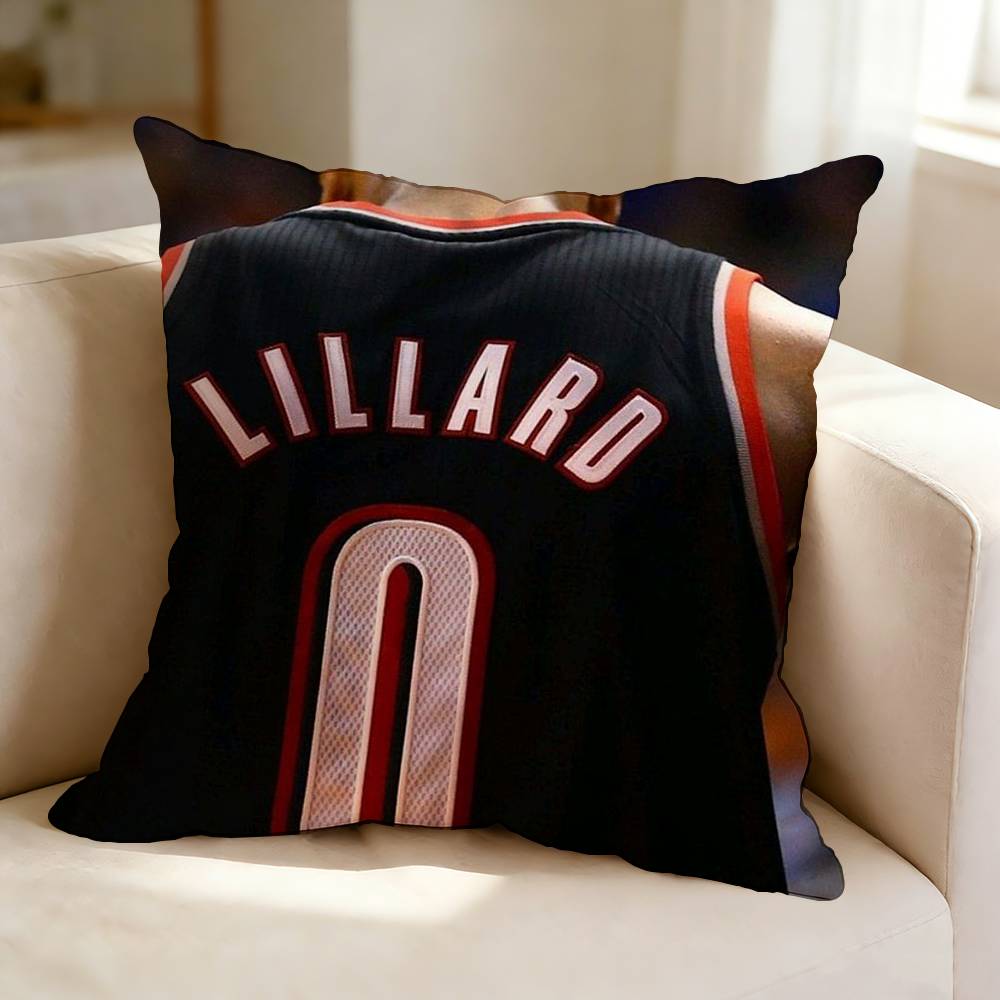 Basketball player DDamian Lillard Square DoubleSided printed Pillow Case Bedroom Bedside Pillow Sofa Cushion Cover