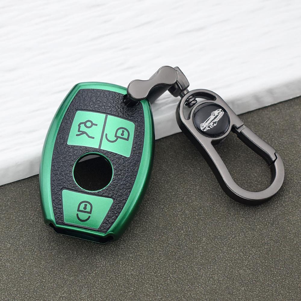 Soft Tpu Leather Remote Key Cover For Mercedes Benz A/B/G/R Class Gla Glk Fit For W176 W204 W251 W463 Key Ring Keychain Set