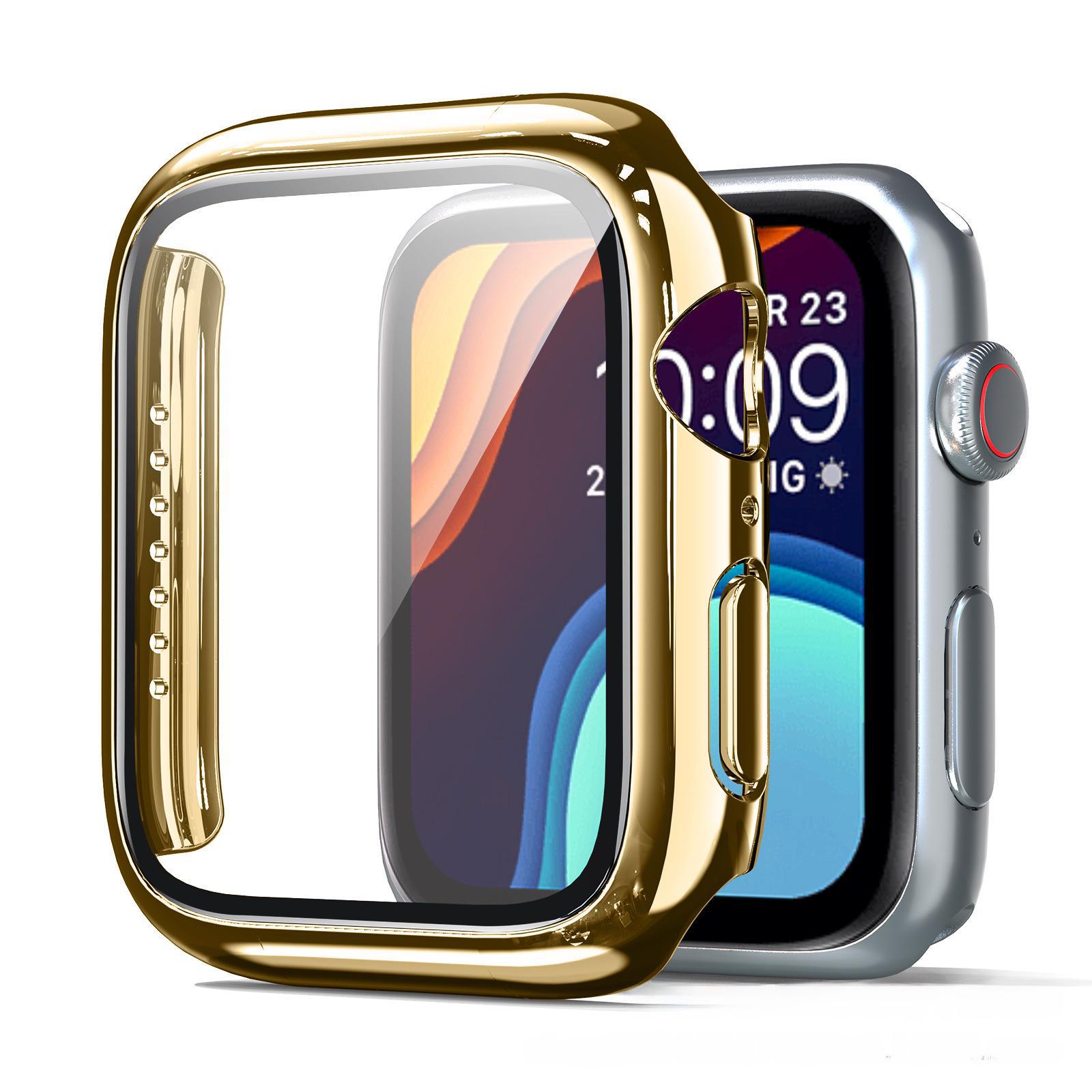 

Чехол для Apple Watch 78-го поколения с гальваническим покрытием и встроенной пленкой для экрана 41mm золотой