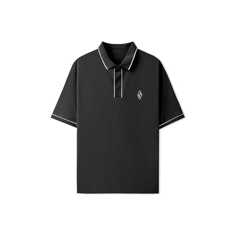 Skechers DIA-S Series Comfortable Versatile Simple Fashion Short Sleeve Polo Shirt Men tops Carbon-Black L225M188-0018 M