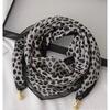 Women Korean Style Leopard Print Magnetic Buckle Scarf Thin Triangle Neck Kerchief Versatile Decorative Neck Scarf for Spring Autumn