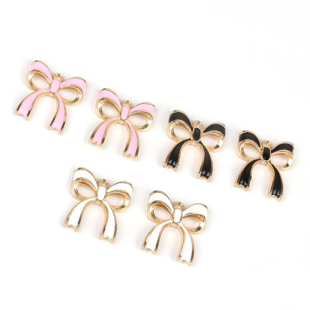 9/10Pcs 17*20mm Bowknot Drop Oil Alloy Pendant For Jewelry Component Making DIY Necklace Bracelet Earring