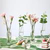 Glass Cylinder Bud Vases for Centerpieces, Set of 4Clear Small vases,Handmade Slim Flower Vases Wedding Table Decor for Single Rose Vases