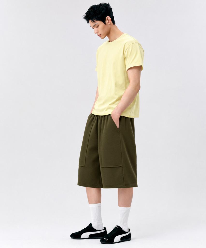 UNDEROFF Low-Cut Out-Pocket Bermuda Pants Khaki
