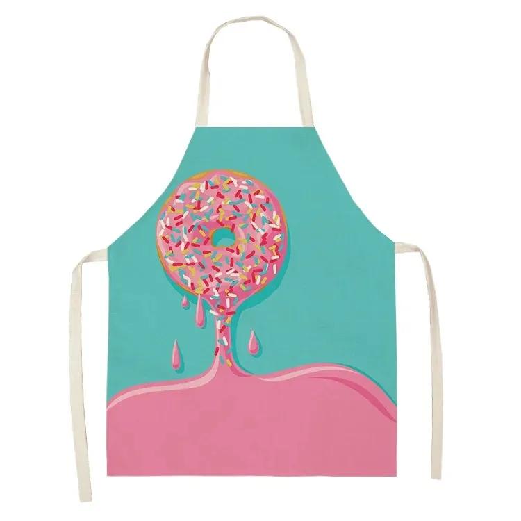 Ice Cream Donut Pattern Kitchen Apron Home Kitchen Cooking Cooking Linen Stain Resistant Chef Sleeveless Apron