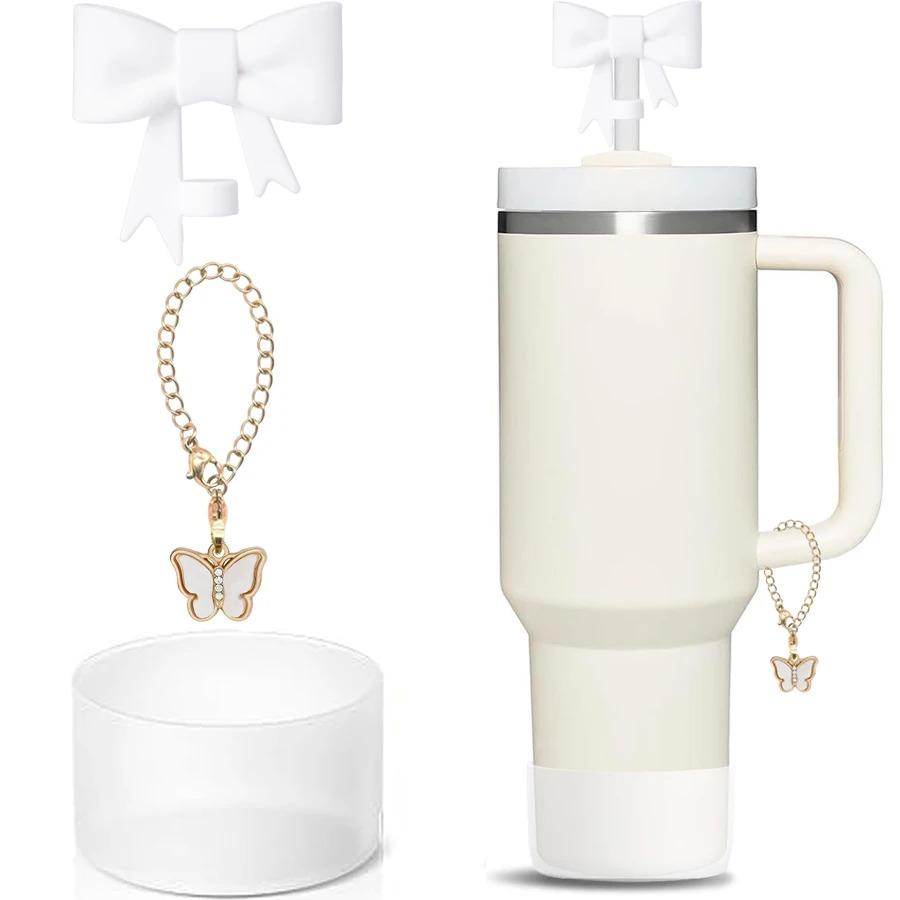 1/3pcs Bow Straw Covers Cap Toppers Compatible with Stanley 40 Oz Tumbler Cups for 0.4in/10mm Stanley Cups Straws Accessories