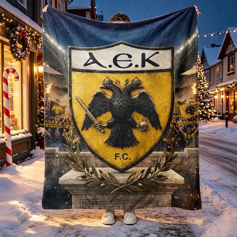 AEK Athens FC Pattern Blanket for Home Decoration, Bed, Sofa, Car Travel, Camping, Suitable for All Seasons, Birthday Christmas Gift
