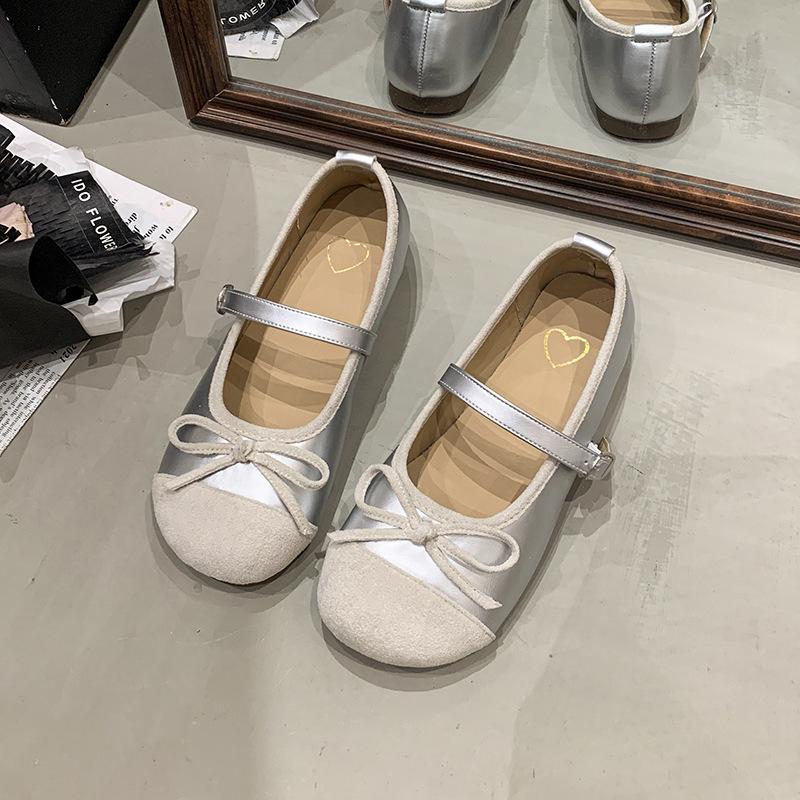 Korean version of fairy style flat Mary Jane single shoes women's spring and autumn 2025 new gentle bow commuter grandma shoes
