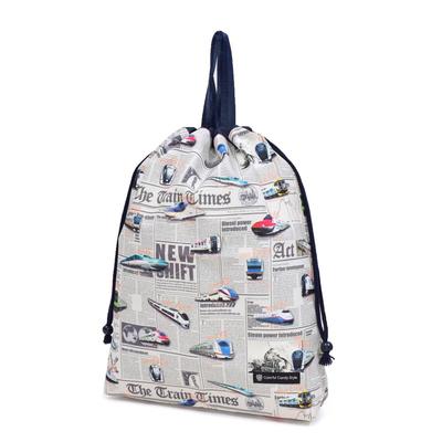 Large Drawstring Gym Clothes Bag Shinkansen and Railway World Gray COLORFUL CANDY STYLE 2026 Model Water-repellent