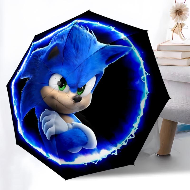 1pc Sonic Durable Cartoon Folding Umbrella,Compact Umbrella for Men and Women, Suitable for Travel or Daily Use.Z077