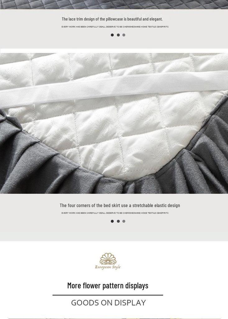 European Crystal Velvet Quilted Bed Skirt - Autumn/Winter Thick Lace Bedspread, Non-slip Flannel, 1.5m/1.8m Bedding Set