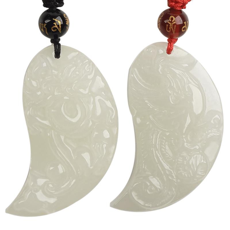 Hetian Jade Dragon Phoenix Couple Pendant